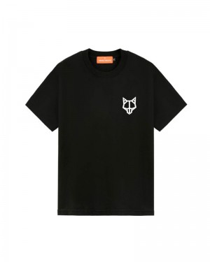 Tricou Naked Wolfe Logo Barbati Negrii | Romania 625BKUHJ