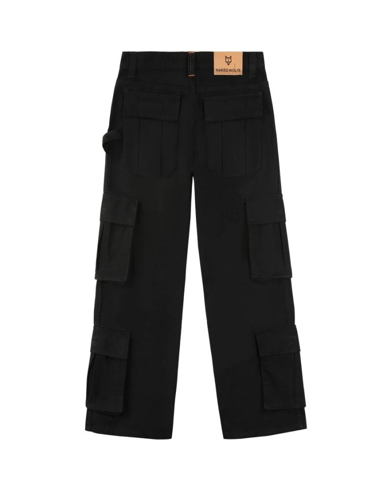 Pantaloni Naked Wolfe Baggy Pocket Cargo Barbati Negrii | Romania 063AZPSC