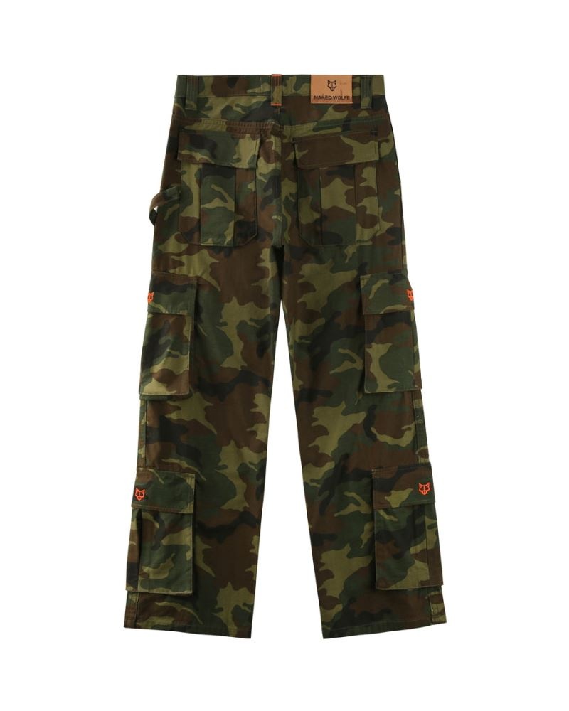 Pantaloni Naked Wolfe Baggy Pocket Cargo Barbati Camuflaj | Romania 807XLFSW