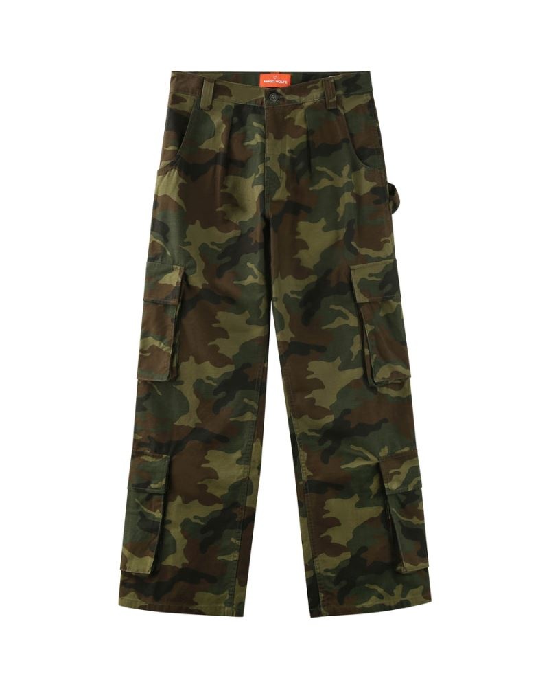 Pantaloni Naked Wolfe Baggy Pocket Cargo Barbati Camuflaj | Romania 807XLFSW