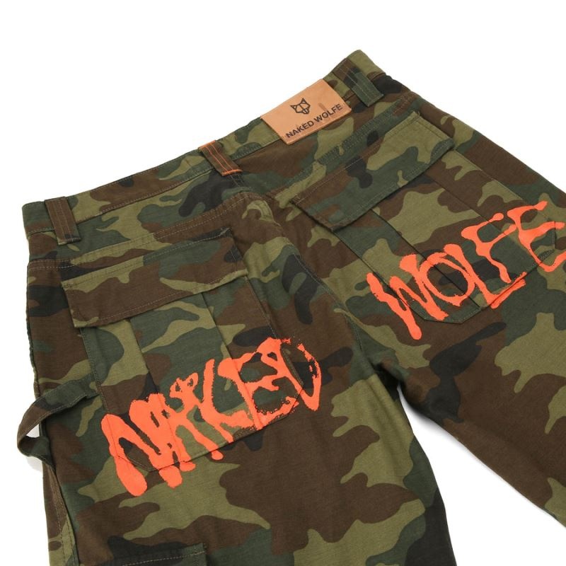 Pantaloni Naked Wolfe Baggy Pocket Cargo Logo Barbati Camuflaj | Romania 931HNAVM