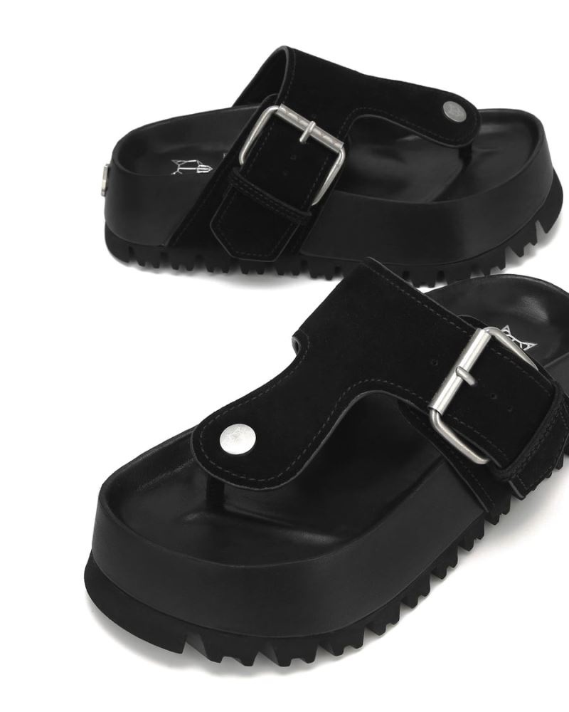 Sandale cu Platforma Naked Wolfe Vixen Piele Intoarsa Dama Negrii | Romania 712MGIBJ