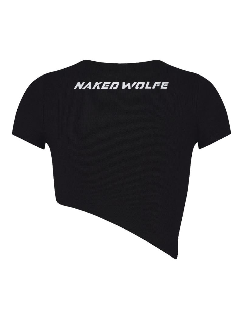 Tricou Naked Wolfe Asymmetrical Dama Negrii | Romania 789TFCJQ