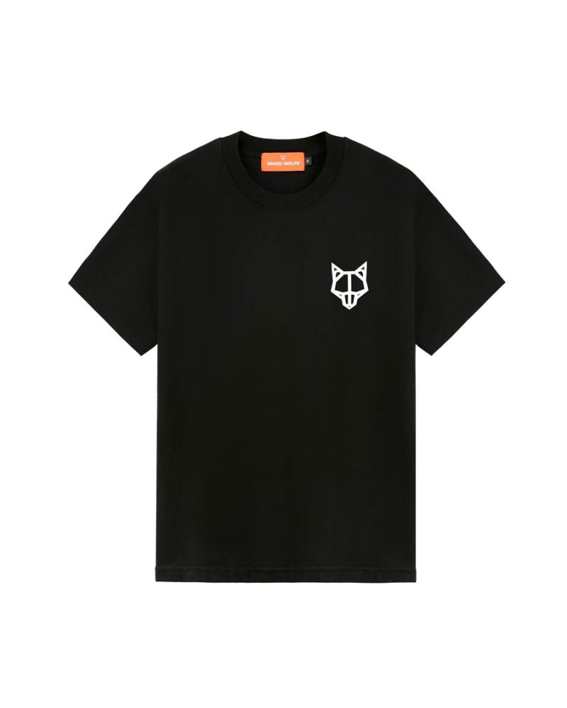 Tricou Naked Wolfe Logo Barbati Negrii | Romania 625BKUHJ